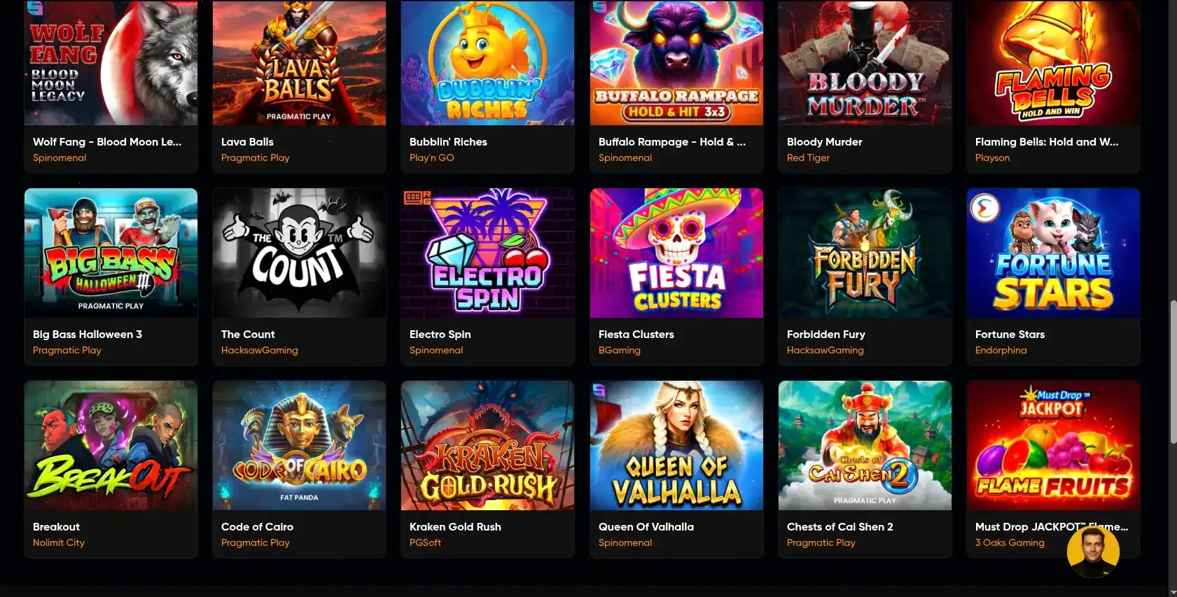 Игровой зал Vulkan Gold casino с популярными слотами